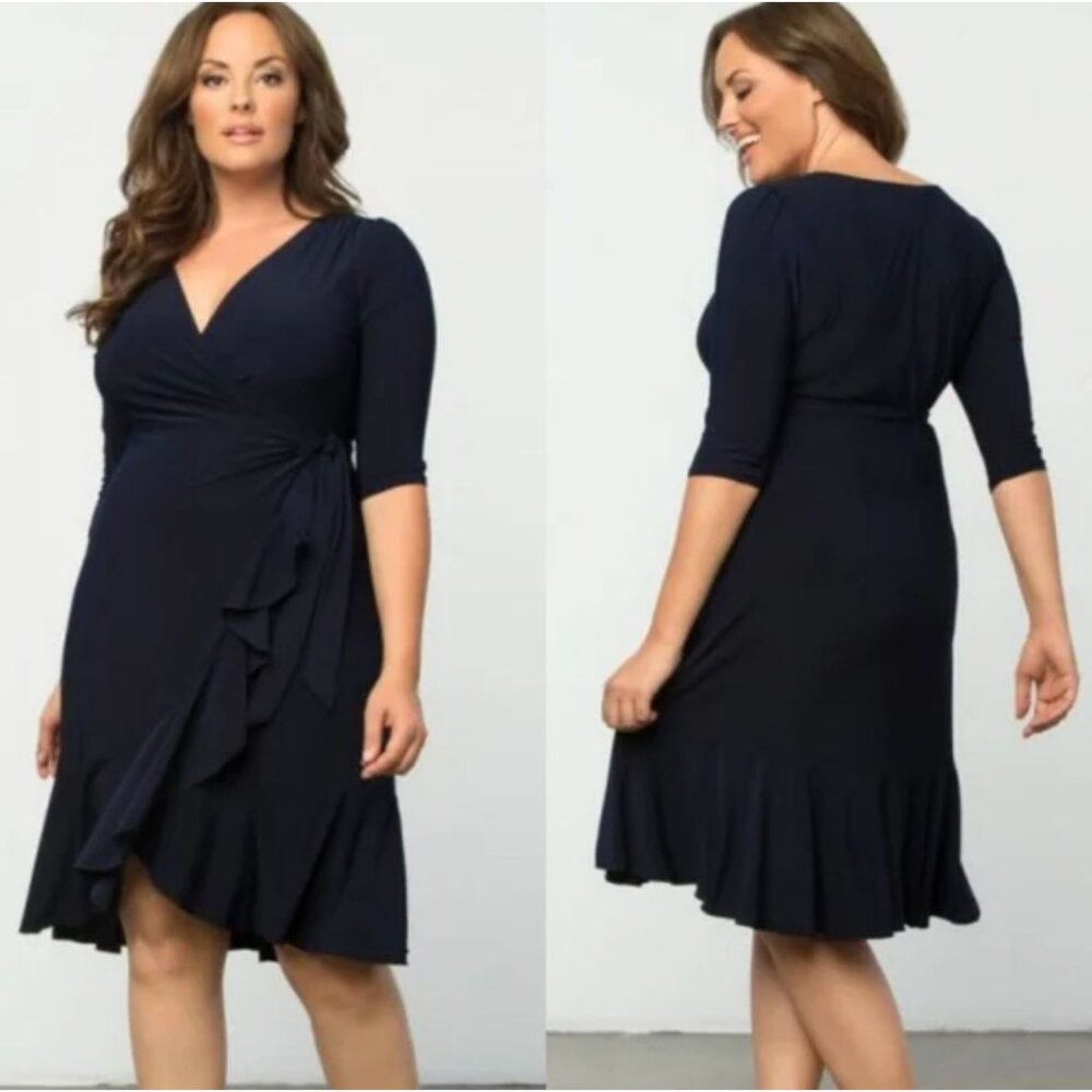 Kiyonna Midnight Blue Wrap Midi Dress